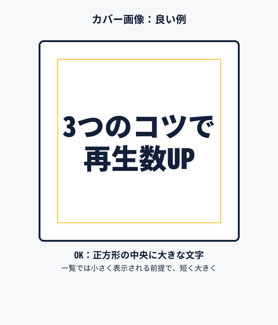 カバー画像の良い例。正方形の中央に大きな文字